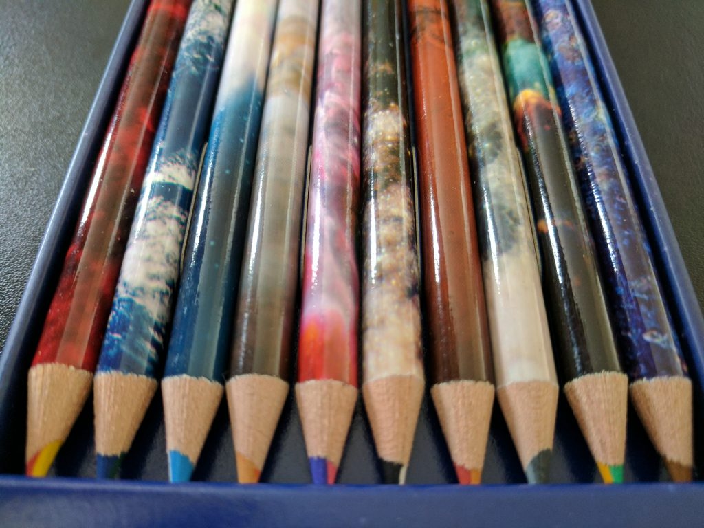 Space themed pencils Swirl duo colour pencils NASA photos